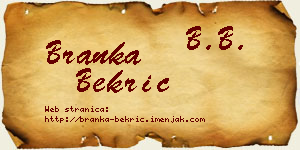 Branka Bekrić vizit kartica